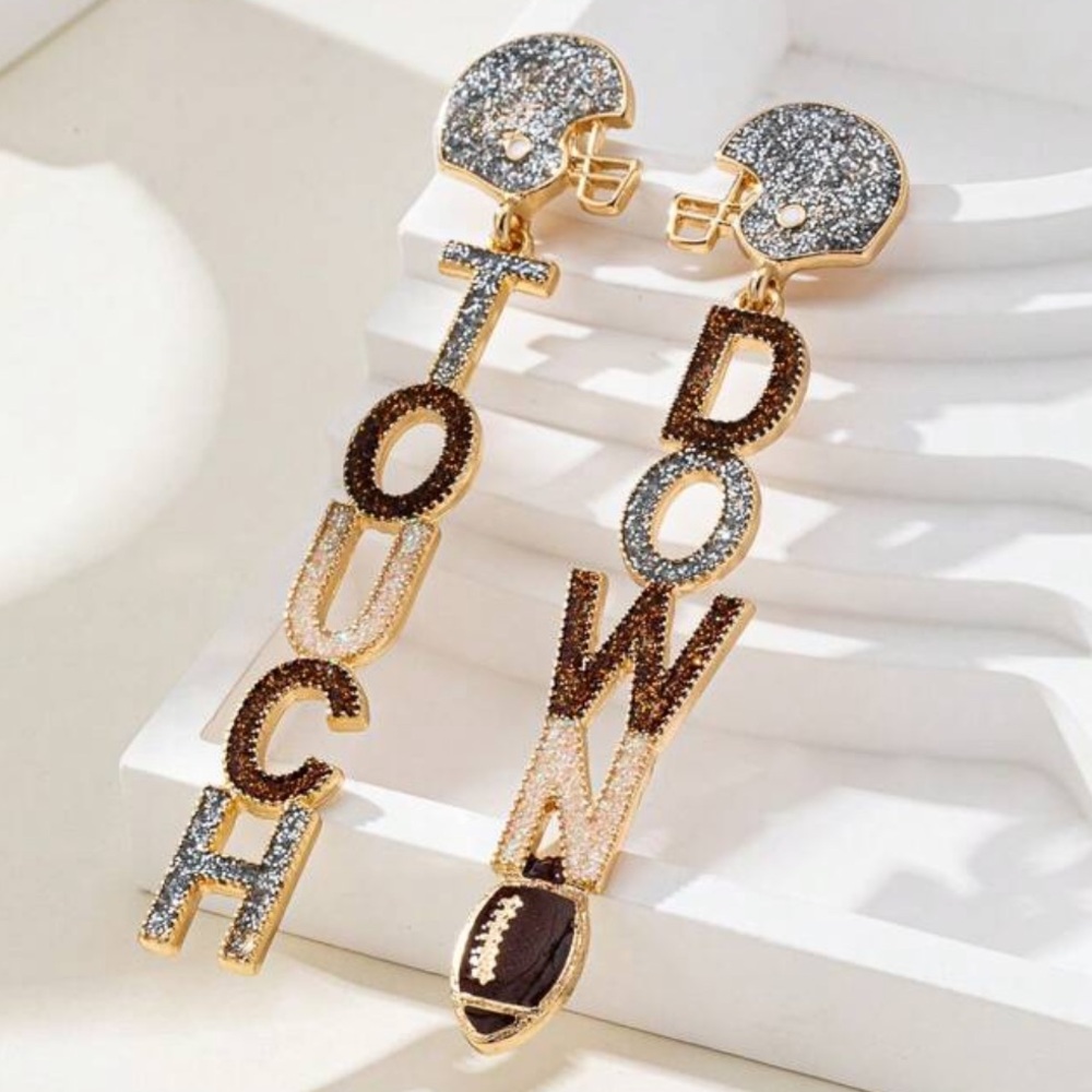 Sparkle Football Touch Down Earrings